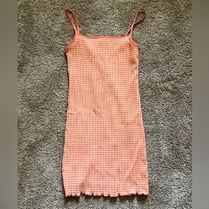 Aritzia Orange Smocked Mini Dress